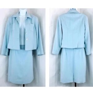 Carlisle Skirt Set Vintage 80's Light Blue 2- Piece Angora & Wool Skirt Set